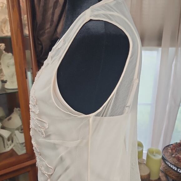 WHITE HOUSE BLACK MARKET | Whimsigoth Cream Embroidered Sequined Mesh Tank | M - Picture 4 of 12